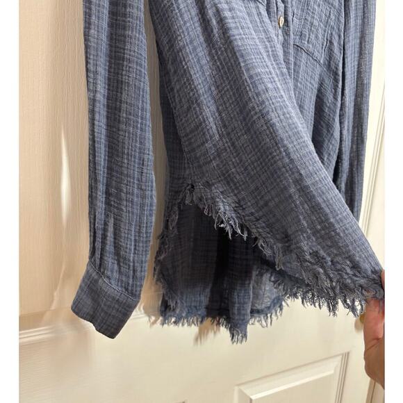 Free People Women S Talk To Me Long Sleeve Frayed Hem Popover lightweight Tunic - Picture 5 of 9
